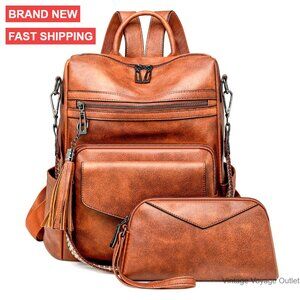 PU Leather Anti-Theft Backpack Purse Convertible 3-Way Wear Work Travel